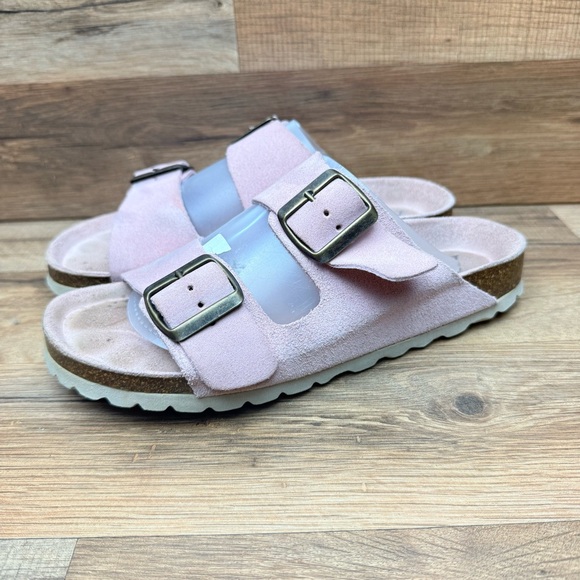 Autenti size 6 Buckle suede  Vegan Sandals Thongs Purple - Picture 1 of 7